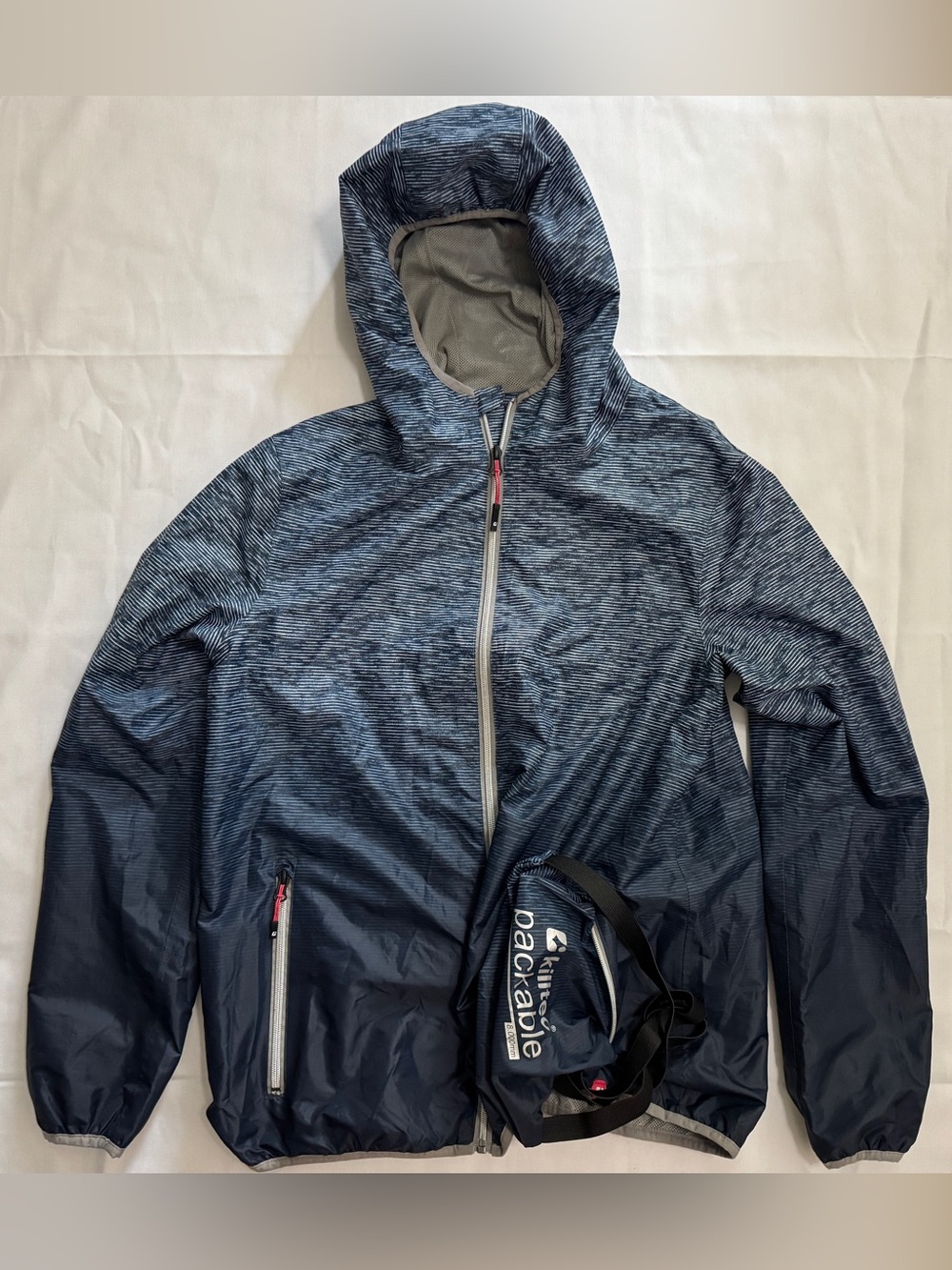 Killtec Women’s Packable Jacket Windbreaker Raincoat Ombre Blue German Made EUC
